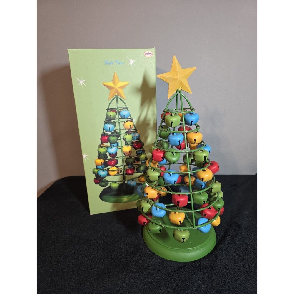 Vtg Style Cracker Barrel Holiday Nostalgia Jingle Bell Tree Tabletop Decor W/Box